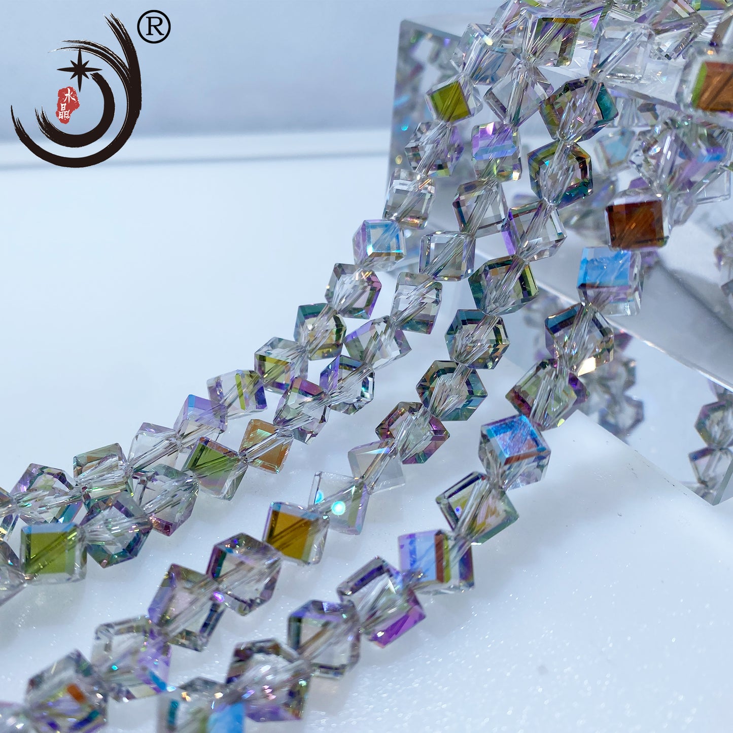 8MM Diagonal square Beads Glass Crystal Beads Wholesale For DIY Jewelry (10036)