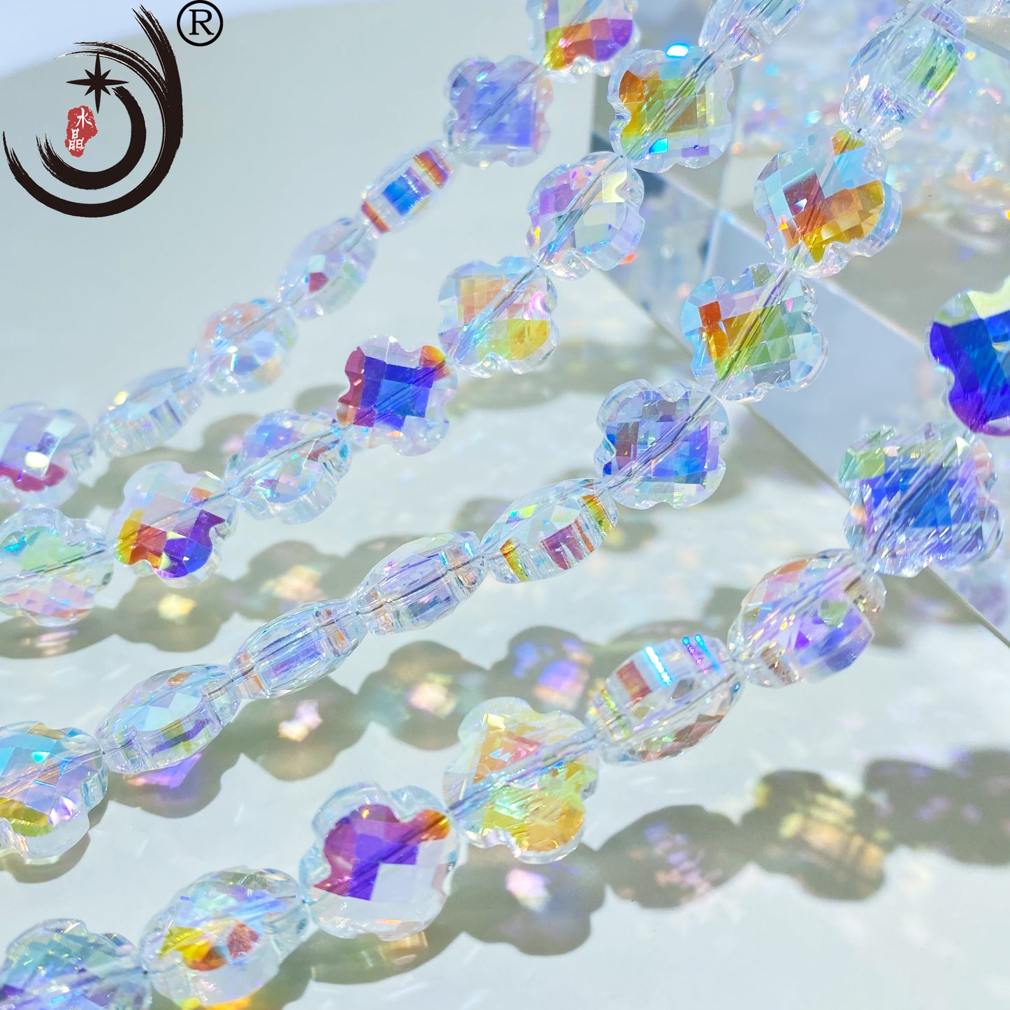 12MM Four-leaf Clover Shape Beads Crystal Glass Beads Wholesale For DIY Jewelry (10180)