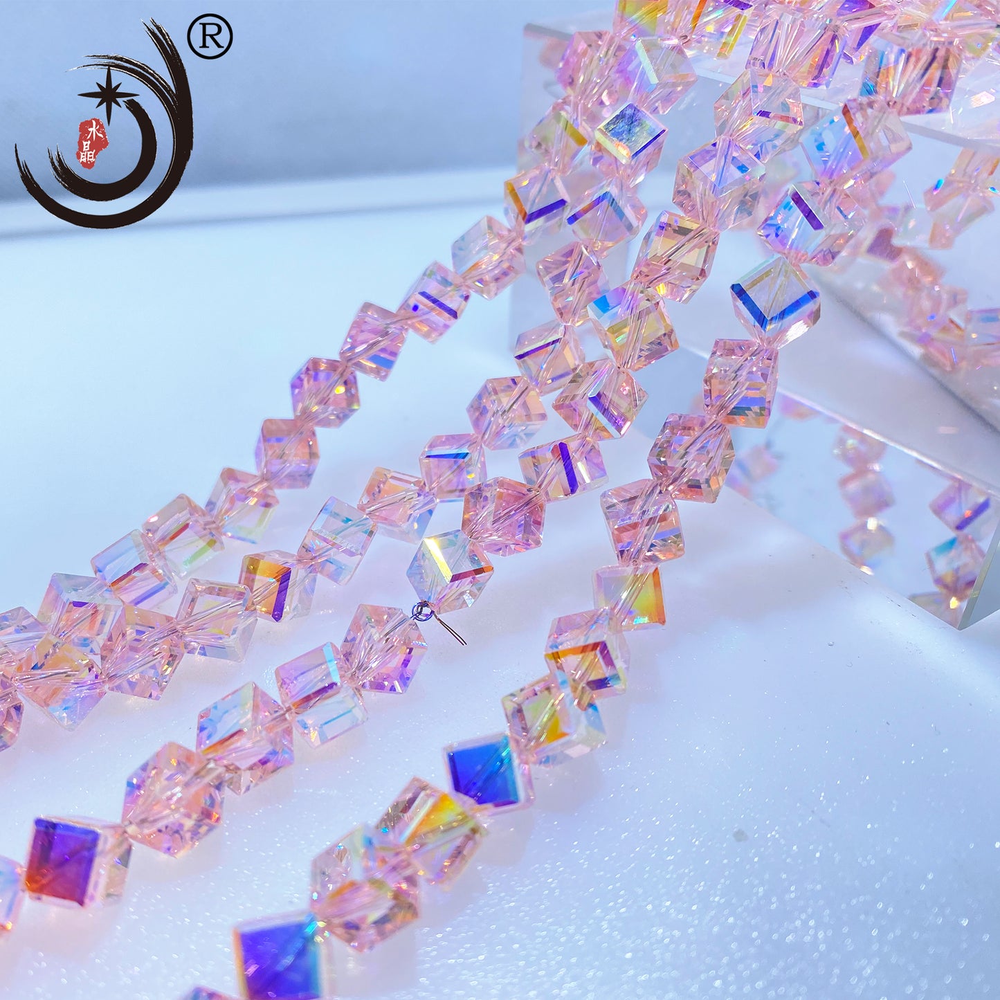 8MM Diagonal square Beads Glass Crystal Beads Wholesale For DIY Jewelry (10036)
