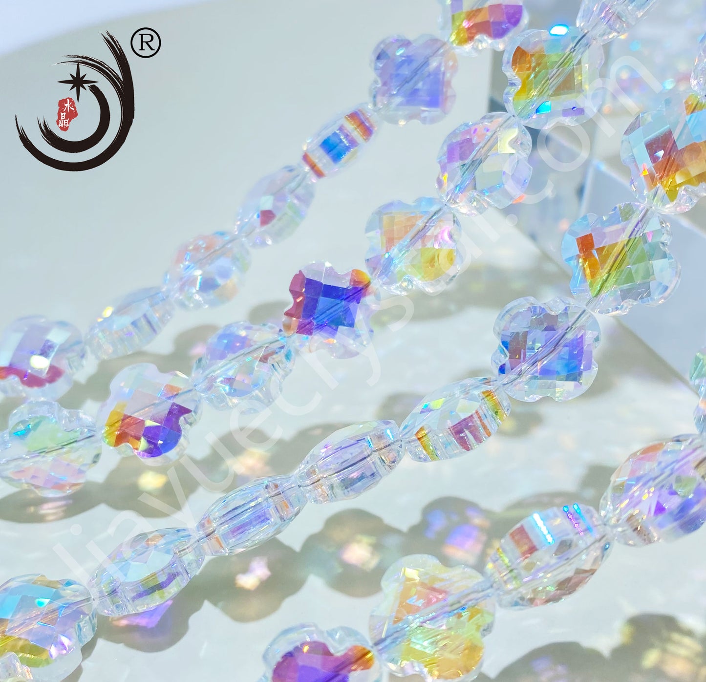 12MM Four-leaf Clover Shape Beads Crystal Glass Beads Wholesale For DIY Jewelry (10180)