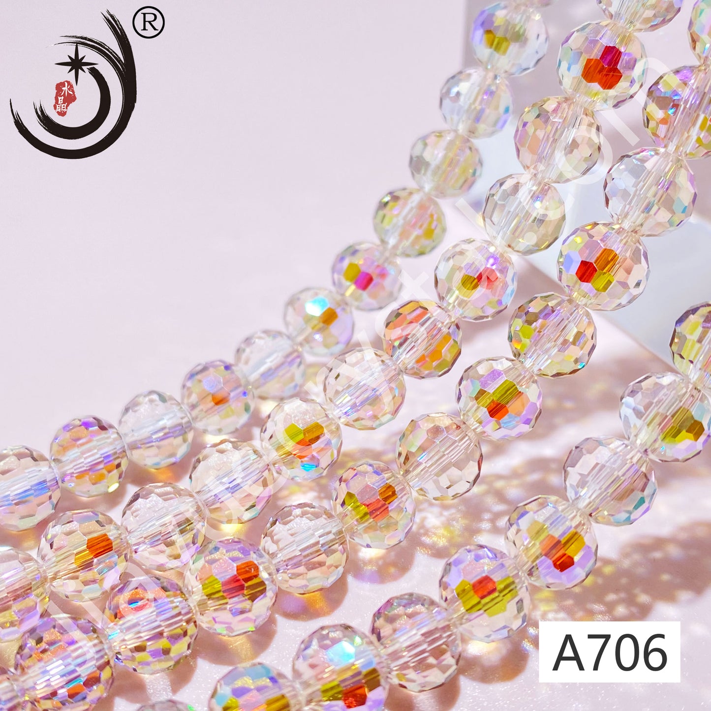 6MM 96 Faceted Round Crystal Glass Beads disco ball Wholesale For DIY Jewelry(10090)