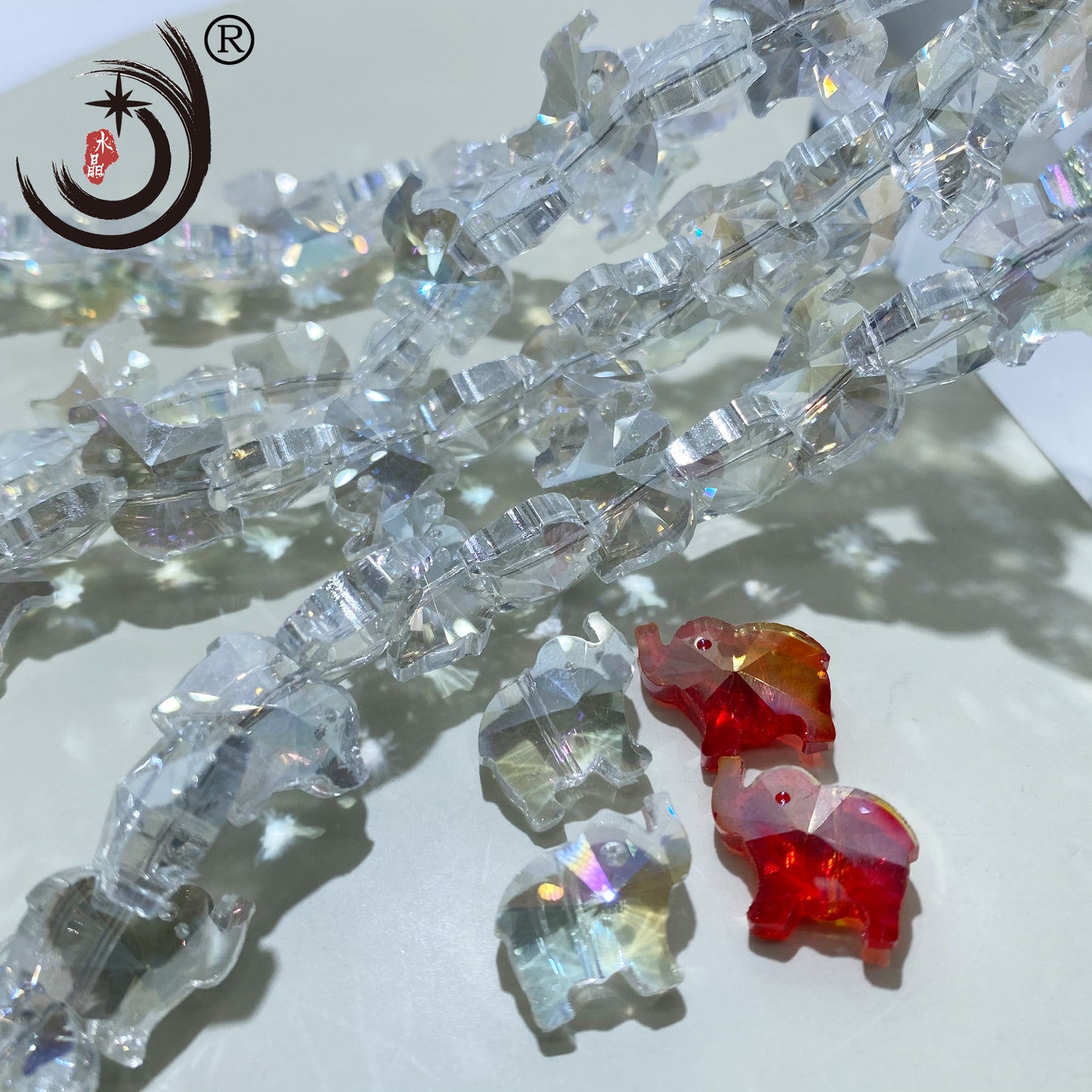 16MM Elephant Shape Crystal Glass Beads Whole Sale For DIY Jewelry (50060)