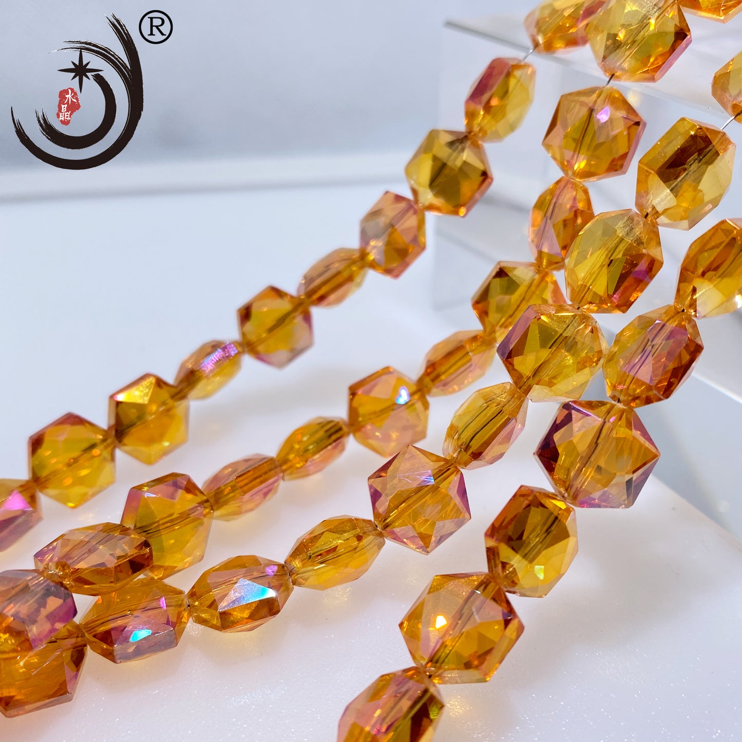 12MM Hexagonal Shape Crystal Glass Beads Whole Sale For DIY Jewelry (50066)