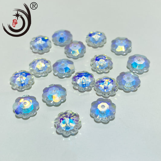 8MM Plum Blossom Middle Hole Glass Crystal Beads Wholesale For DIY Jewelry (40033)