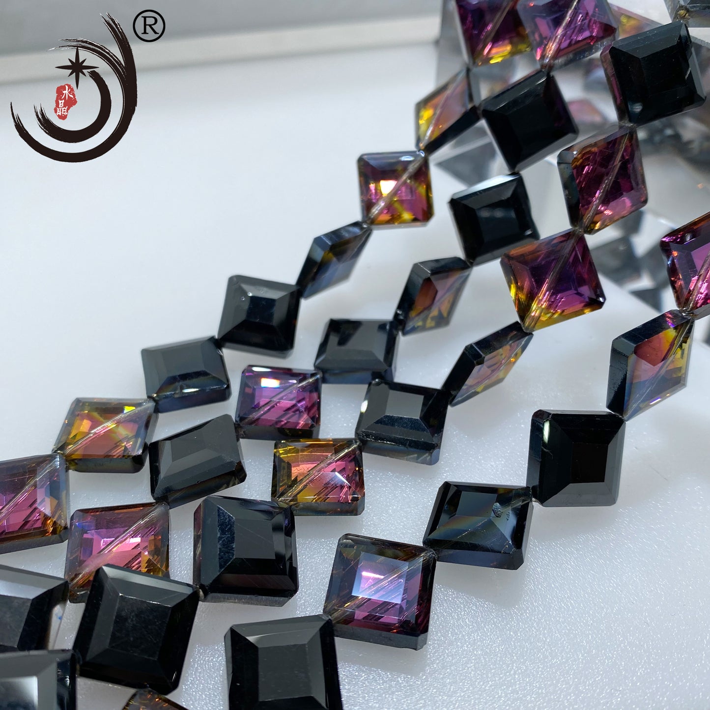 14MM Diagonal Square Flat Beads Glass Crystal Beads Wholesale For DIY Jewelry (10038)