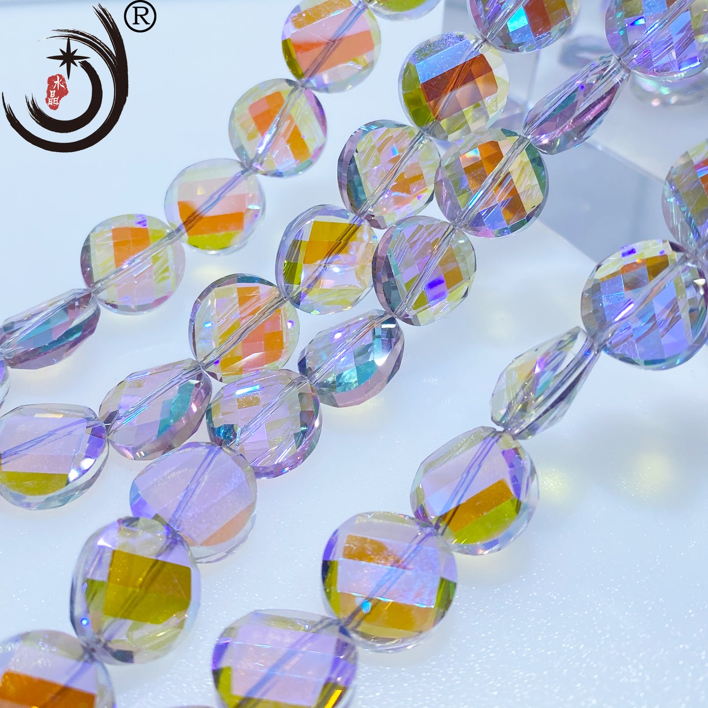 14MM Chinese ingot Crystal Glass Beads disco ball Wholesale For DIY Jewelry （50071）