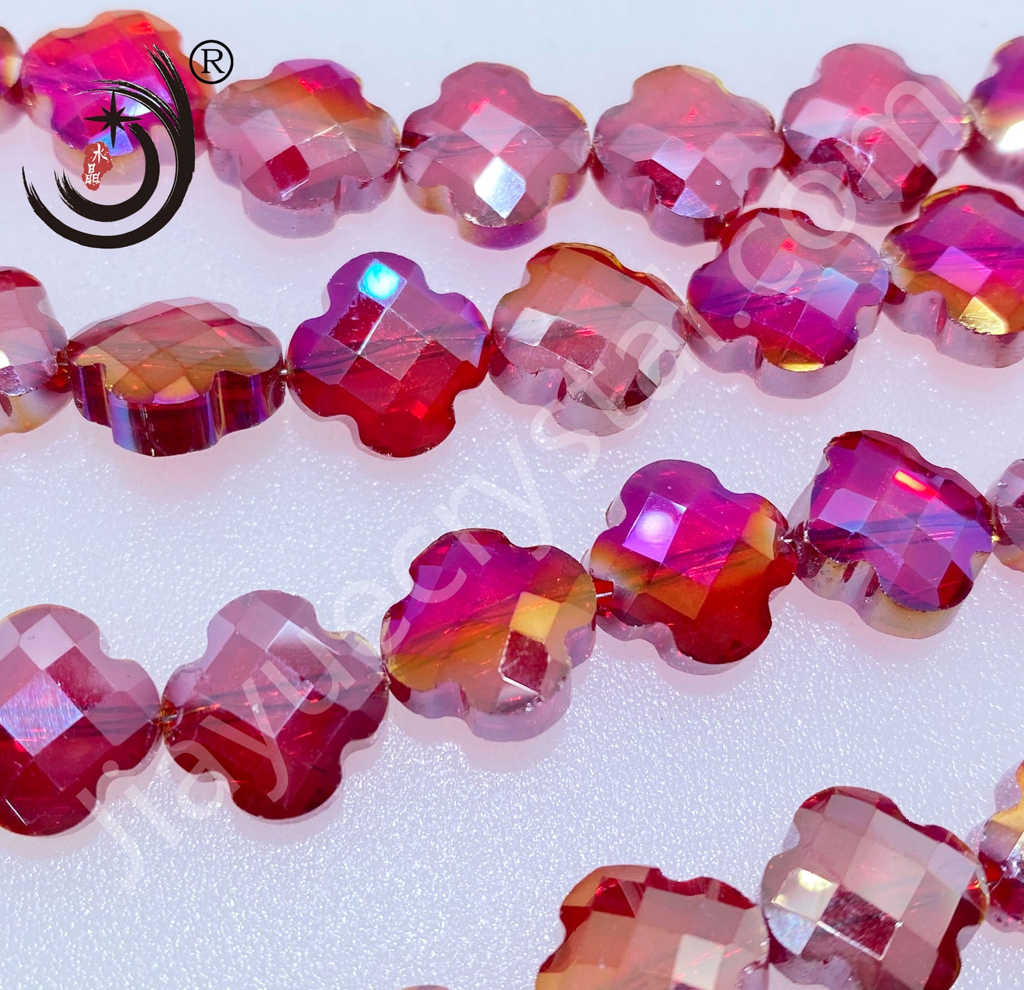 12MM Four-leaf Clover Shape Beads Crystal Glass Beads Wholesale For DIY Jewelry （10180）