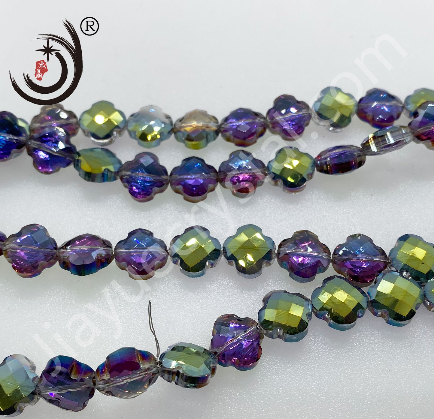 12MM Four-leaf Clover Shape Beads Crystal Glass Beads Wholesale For DIY Jewelry （10180）