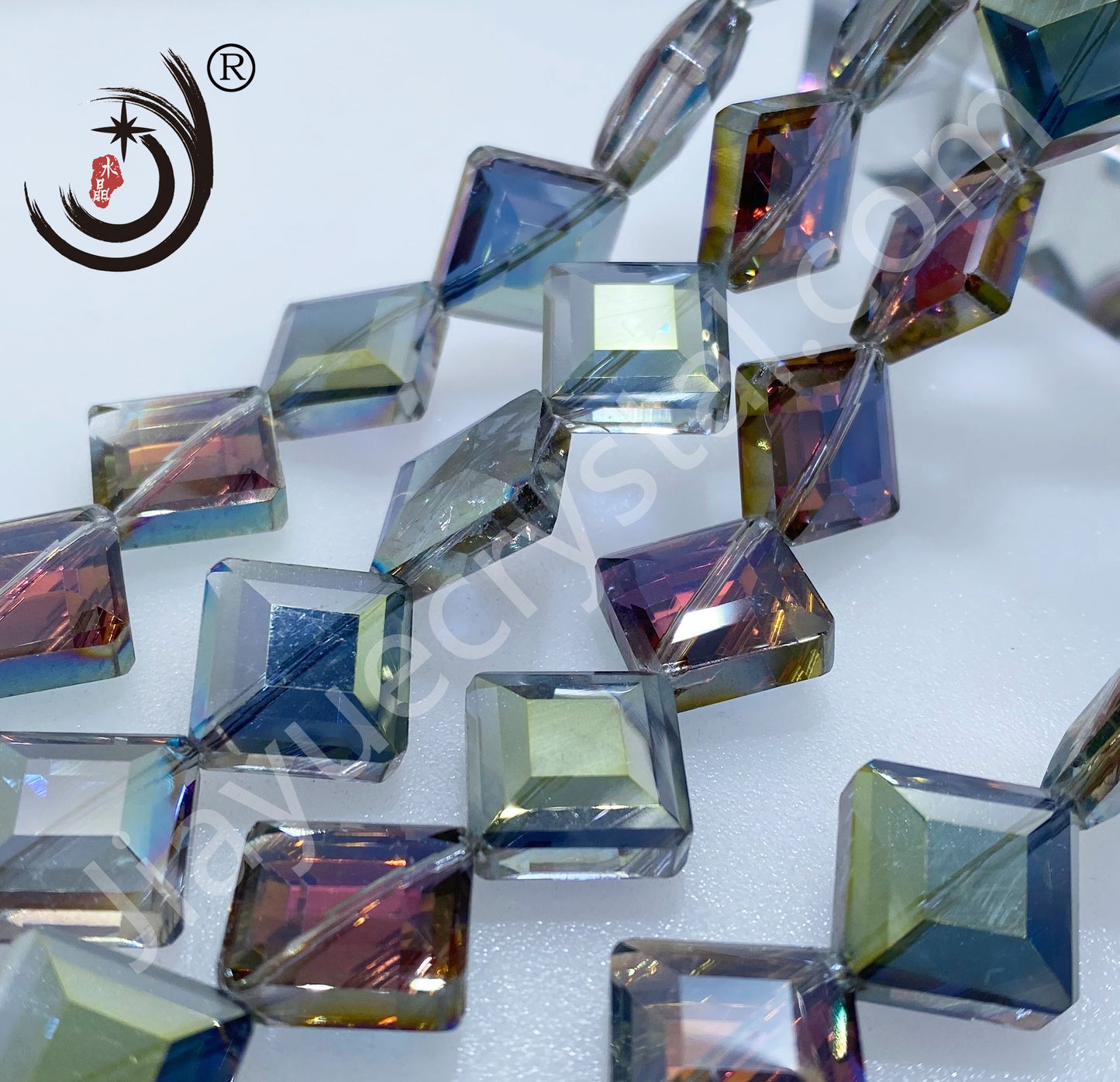 14MM Diagonal Square Flat Beads Glass Crystal Beads Wholesale For DIY Jewelry (10038)