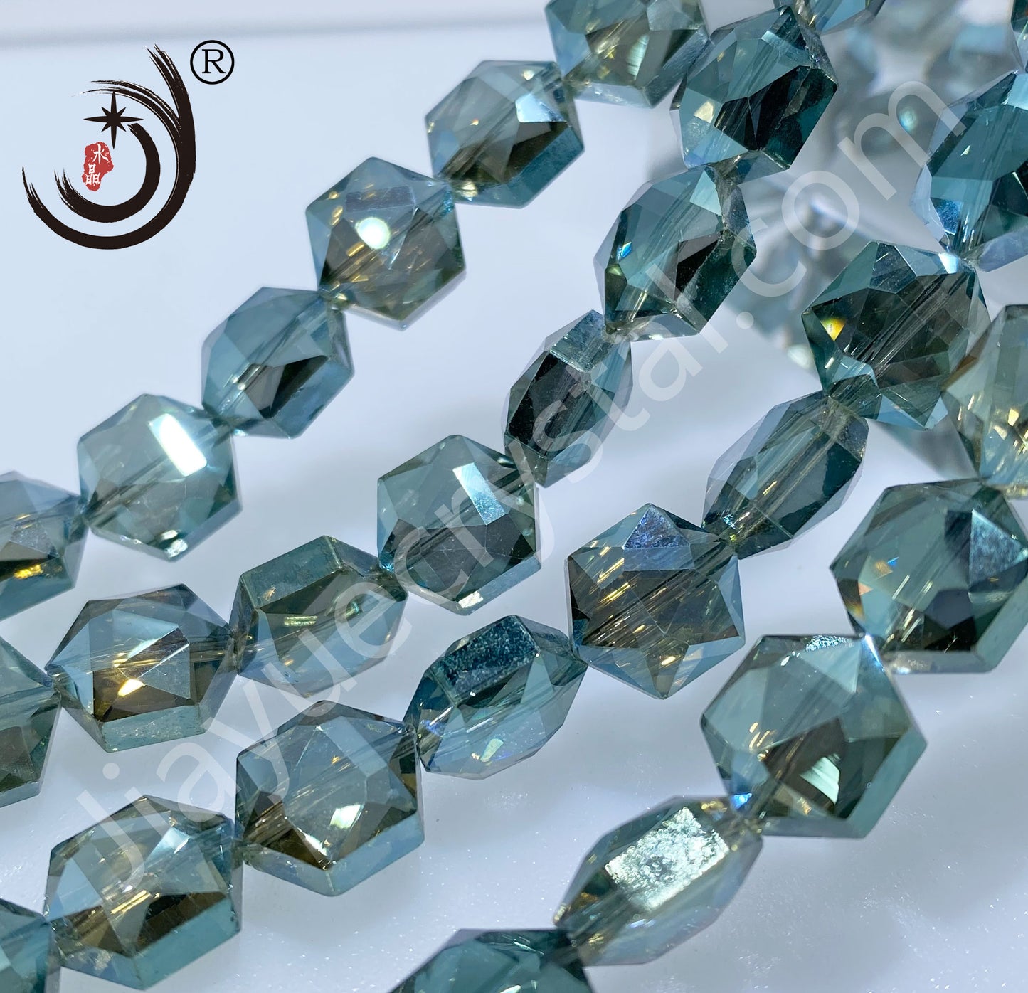 12MM Hexagonal Shape Crystal Glass Beads Whole Sale For DIY Jewelry (50066)