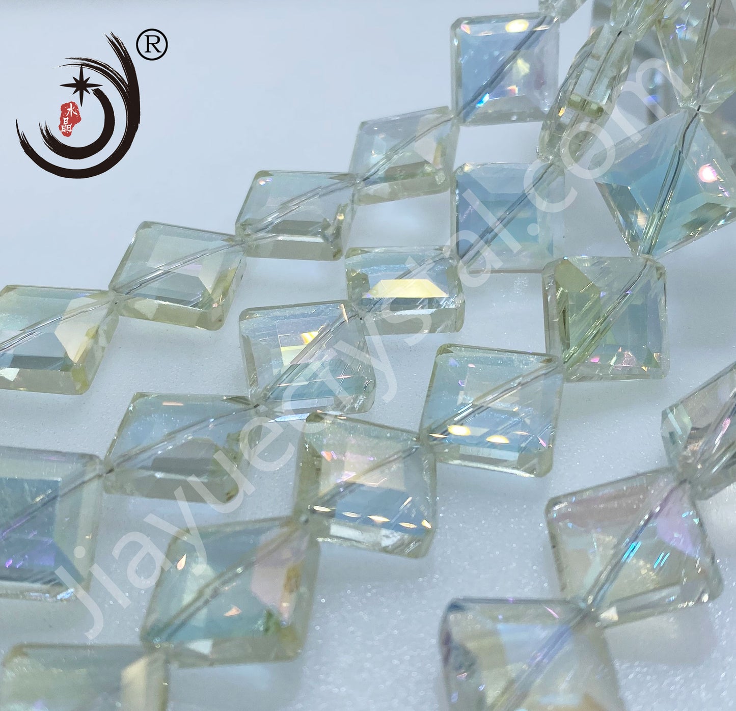 14MM Diagonal Square Flat Beads Glass Crystal Beads Wholesale For DIY Jewelry (10038)