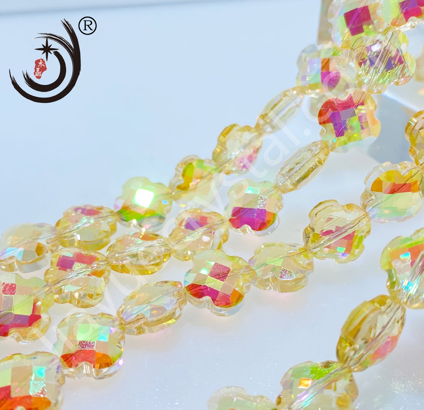 12MM Four-leaf Clover Shape Beads Crystal Glass Beads Wholesale For DIY Jewelry （10180）