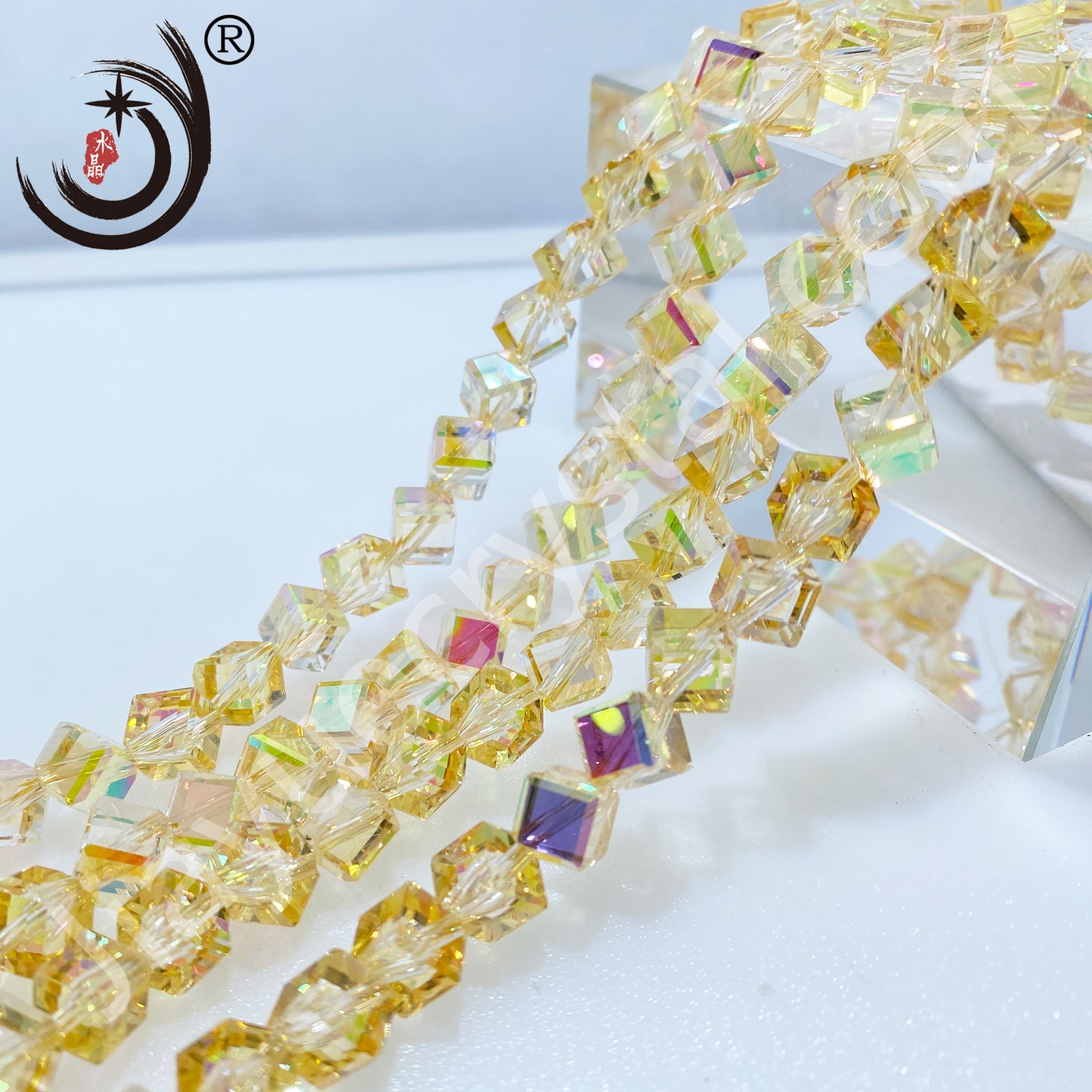 8MM Diagonal square Beads Glass Crystal Beads Wholesale For DIY Jewelry （10036）