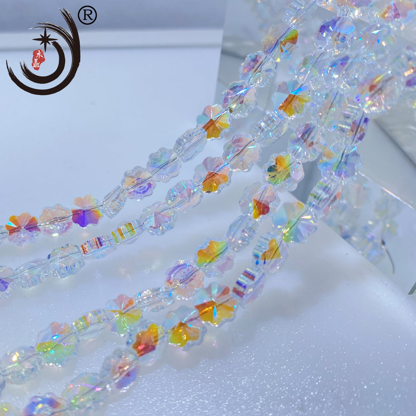 8MM Plum Blossom Crystal Glass Beads Whole Sale For Jewelry (15300)