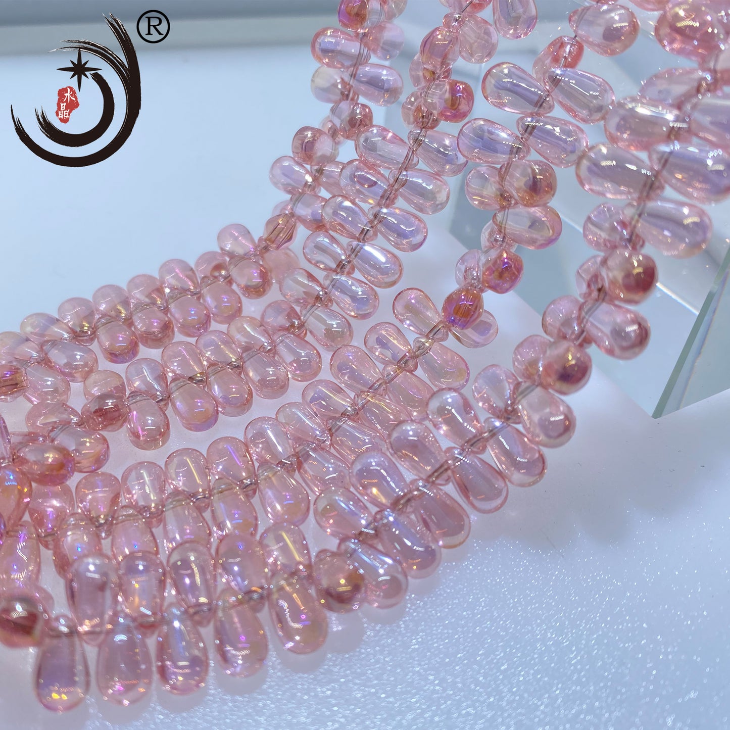 6X9MM Cross Hole Glossy Water Drop Crystal Glass Beads Whole Sale For DIY Jewelry (15100)